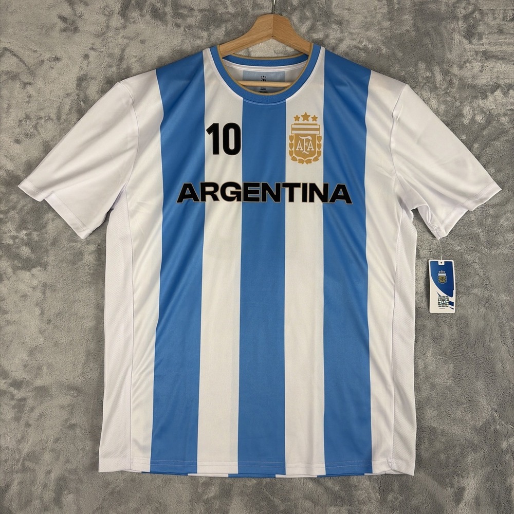 Official AFA 336GD-LB-LM Argentina Lionel Messi #10 Striped Jersey Small NEW!